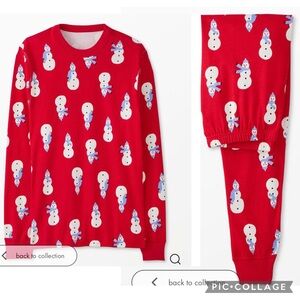 Hanna Andersson Women’s Snowmen on Red Long John Pajama Set